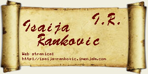 Isaija Ranković vizit kartica
